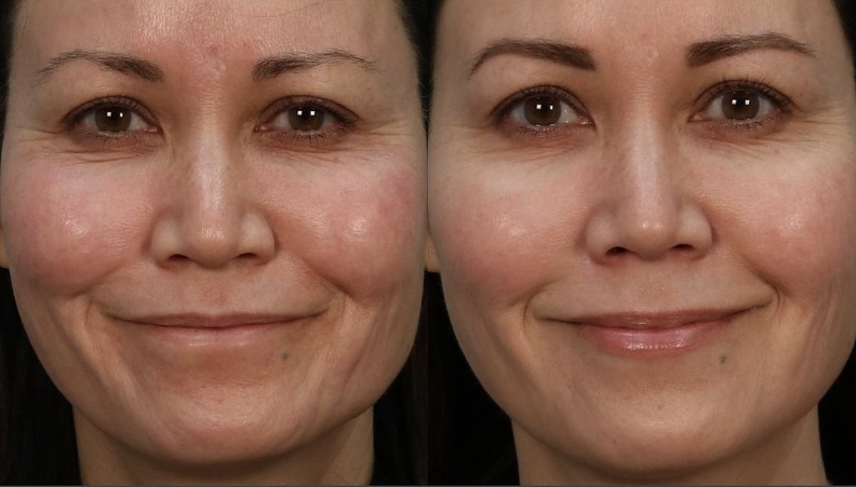 Before and after Morpheus8 for fine lines and even skin tone at GetSkin Medical Spa, Hallandale Beach FL